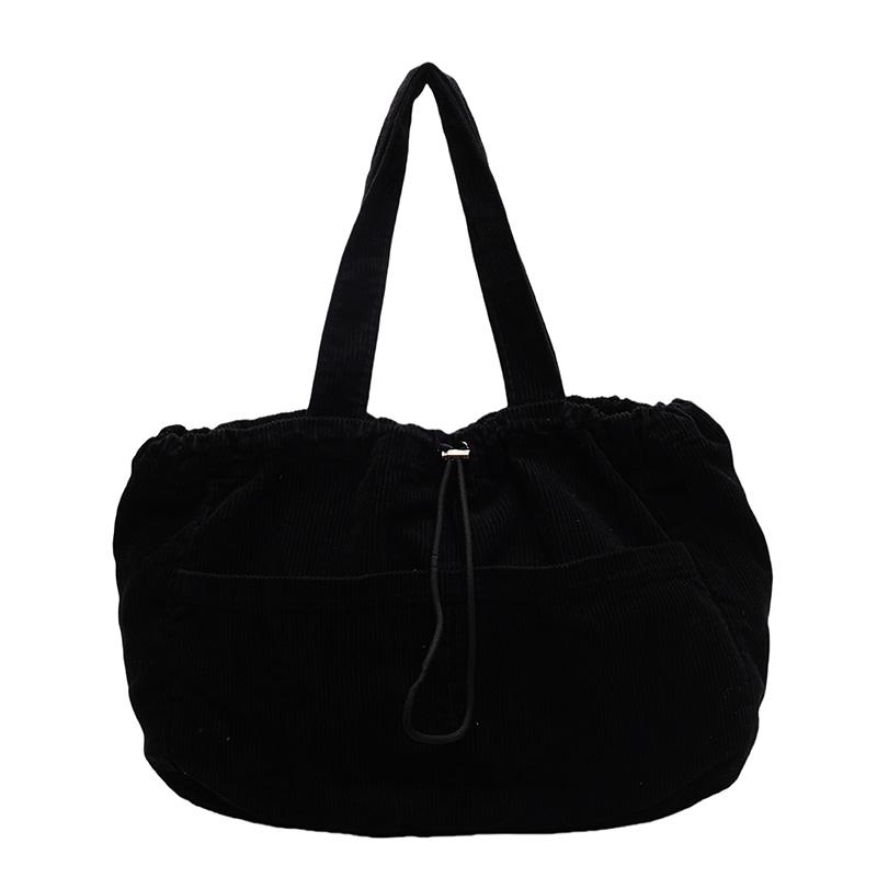 Women's Large Capacity Corduroy Handbag Drawstring Shoulder Bag Tote Bag