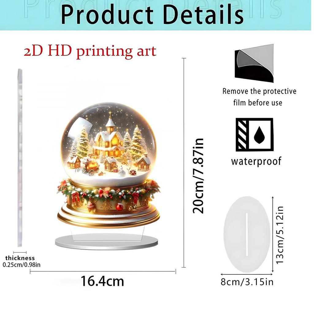 Christmas Santa Claus Snow Scene 2D Acrylic Ornament for Home Décor