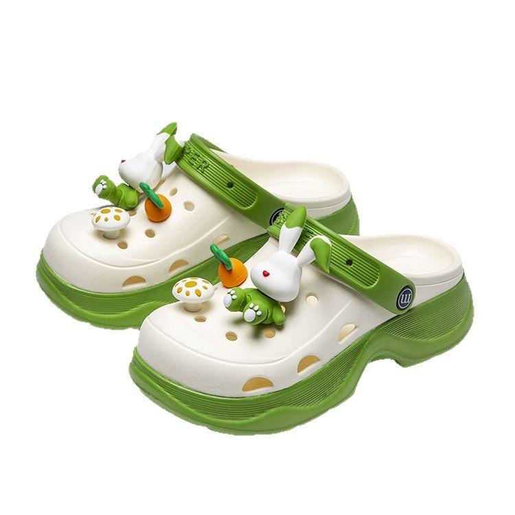 Thick-soled EVA hole shoes women's summer outer wear muffin bottom bag head half drag non-slip fashion heightening beach cool slippers