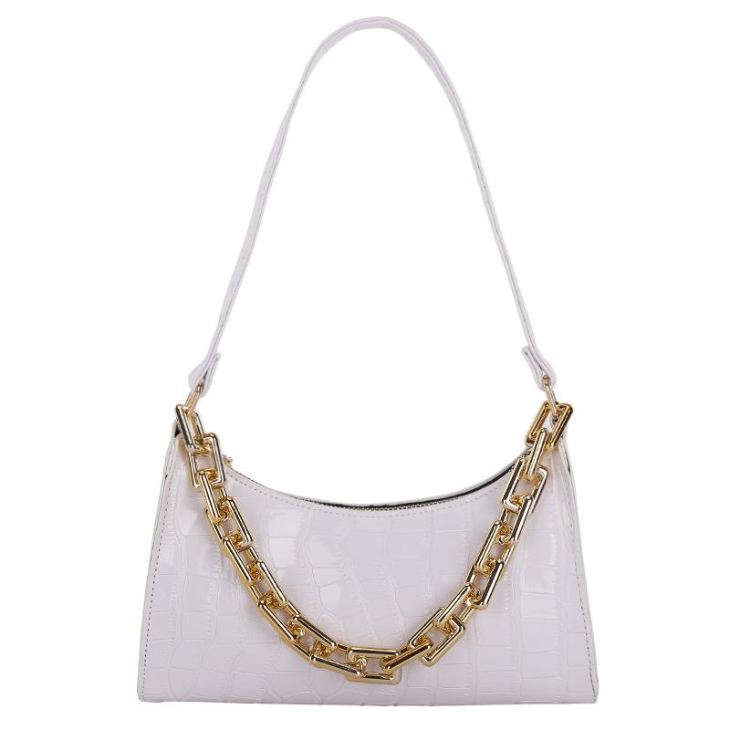 

New summer women s bag retro armpit bag chain purple baguette bag single shoulder hand carry small square tide bag белый