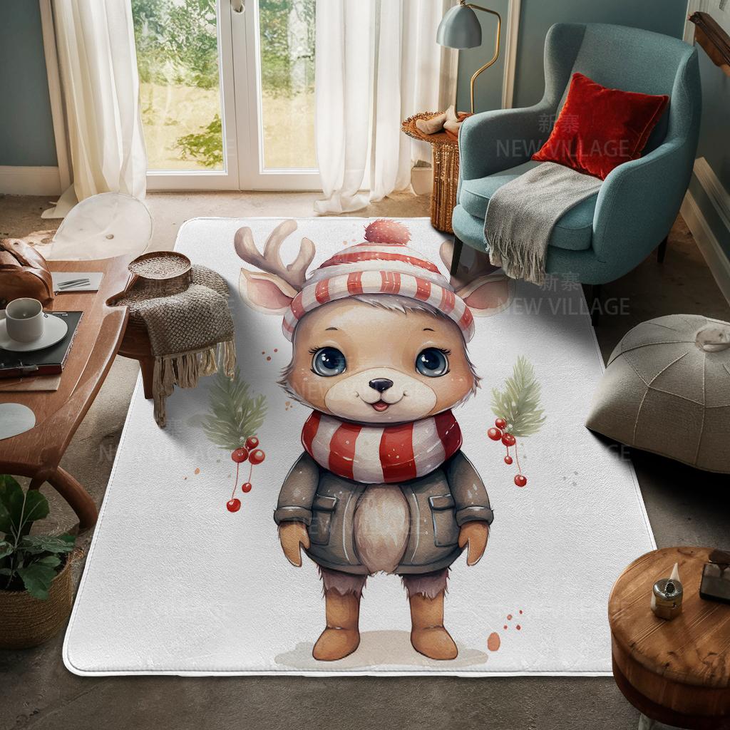 House Entrance Carpet Home Door Mat Living Room Bath Foot Bathroom Non-slip Water Absorption Rugs Bath Merry Christmas Winter