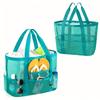 Sommer-Essentials Große Sandfeste Netz-Strandtasche mit Taschen, Faltbare Tragbare Umhängetasche, Große Kapazität Mehrere Taschen zur Aufbewahrung für den Strand