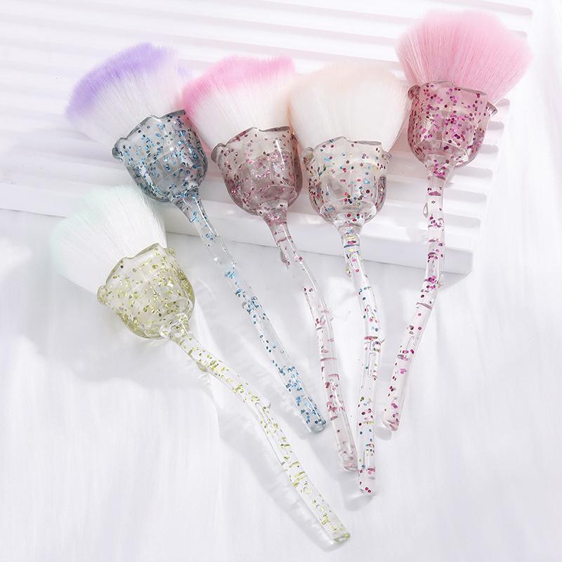 Crystal Rose Handle Loose Powder Brush Makeup & Nail Powder Brush Cosmetic Beauty Contouring Tool