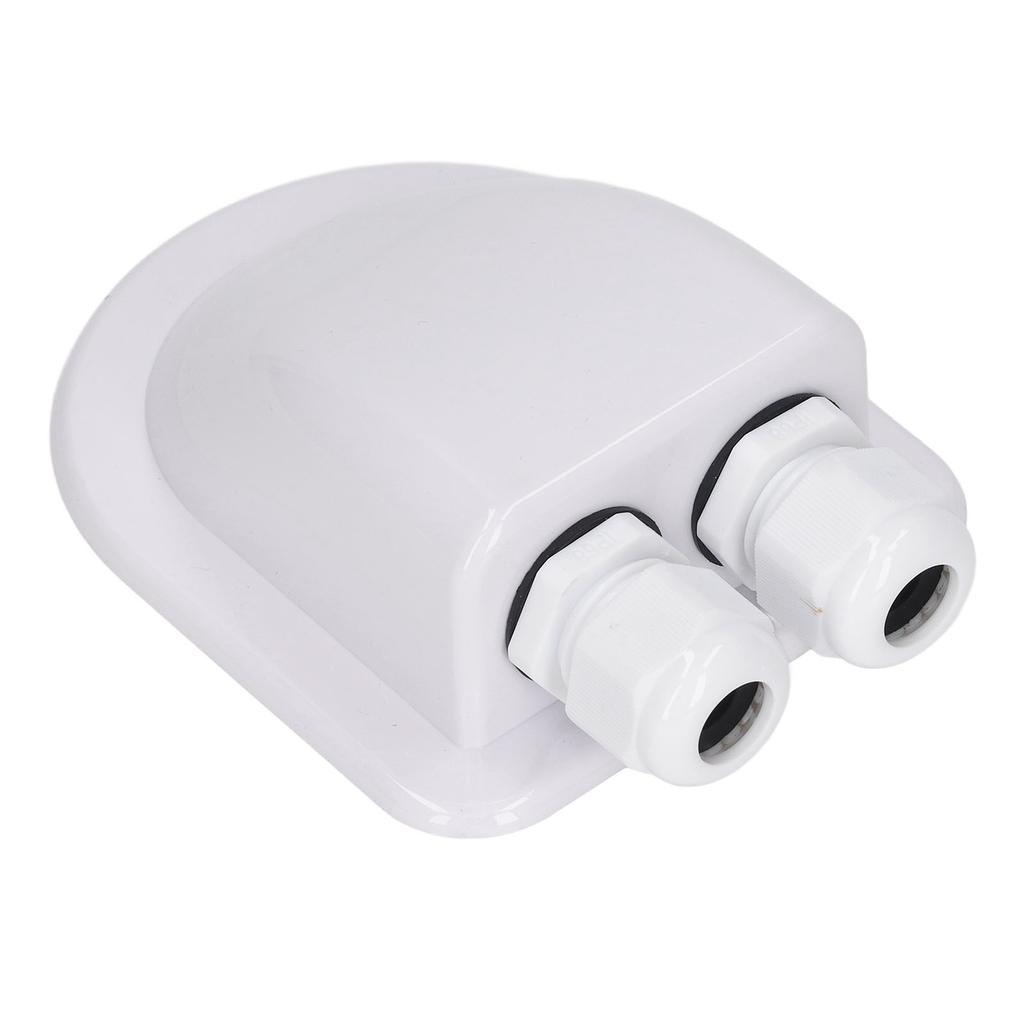 ABS Cable Junction Box Waterproof Solar Panel Double Wire Cable Entry Gland Box for External Power Wiring White