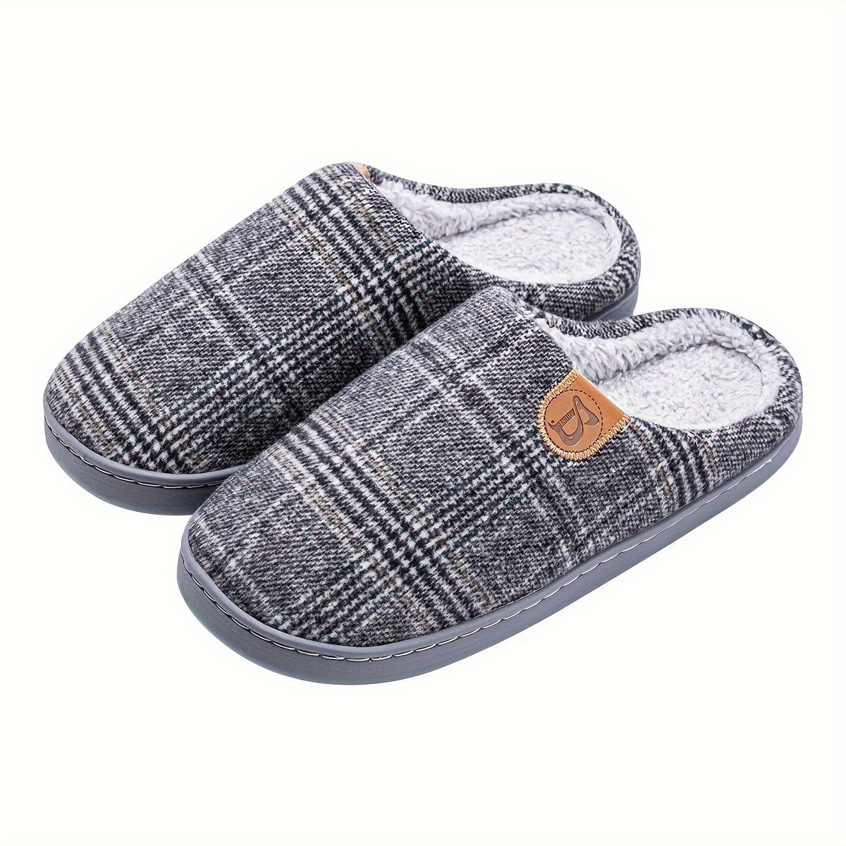 

1 Pair Unisex Plaid Slippers, Casual Round Toe Indoor House Shoes, Soft Fabric Lining and Sole, All Season Comfort Footwear for Home and Office 40-41 світло-сірого кольору