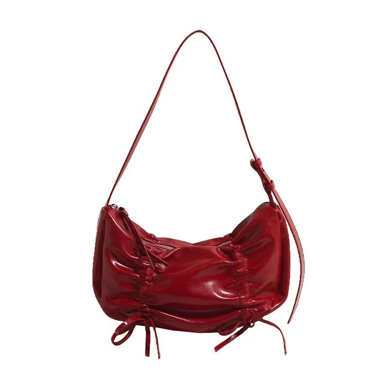 Small Tote Bag with Bow Tie for Women Trendy Versatile Crossbody Shoulder Handbag