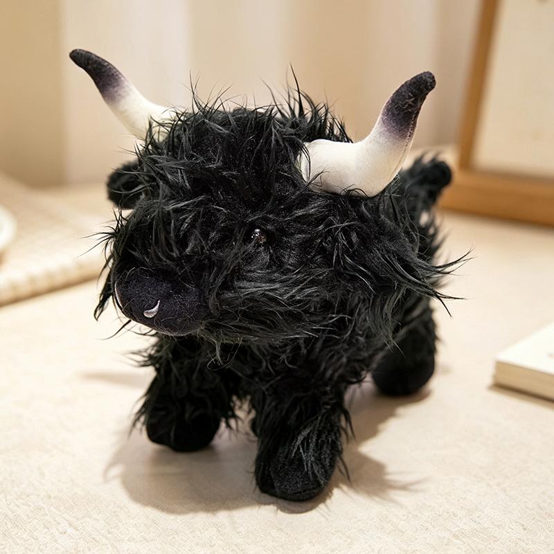 Long Hair Highland Cattle Plush Toys Fluffy Realistic Cattle Doll Funny Sit&Stand&Lying Pose Animal Doll Cute Desktop Decor