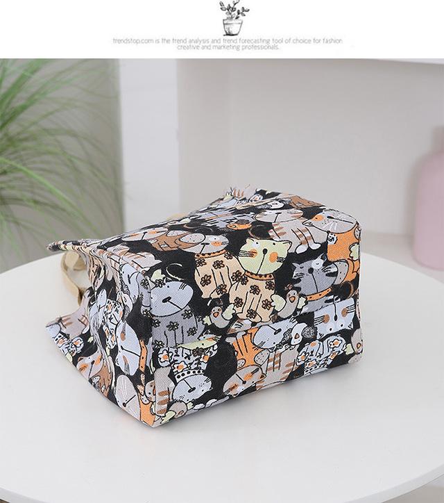 Cat Print Canvas Tote: Portable Lunch, Picnic & Work Bag