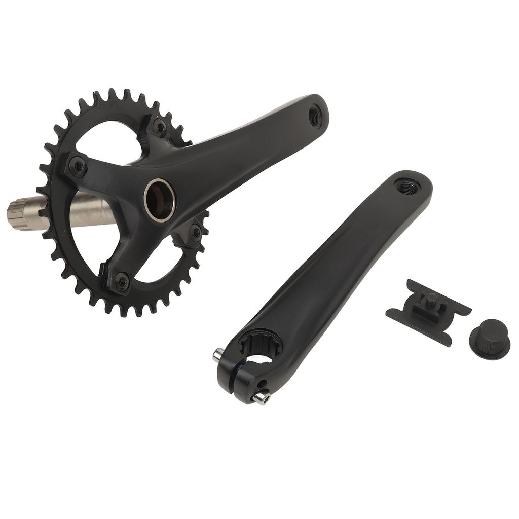 34T Bike Crankset Hollow Integrated Single Speed Round Chainring Aluminium Alloy Bike Crank Arm Set for MTB BMX Road