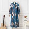 Women Lapel Collar Long Sleeve Floral Printed Casual Long Shirt Dresses