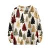 Women's Fashion Casual Long Sleeve Christmas Printed Round Neck Knitted Top