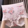 Women Flowers Panties Mesh Mid-Rise Briefs Breathable Skin Friendly Underpants Plus Size Stretch Underwear