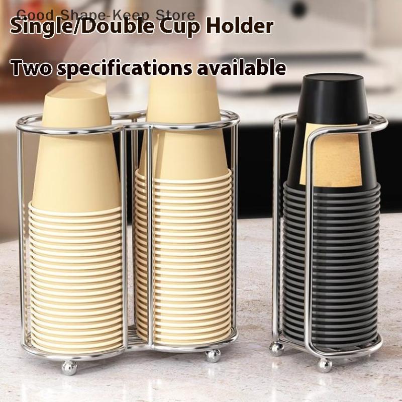 1PC Stainless Steel Disposable Cup Holder Storage Desktop Required Paper Cup Storage Rack Kitchen Living Room Office Cup Holder
