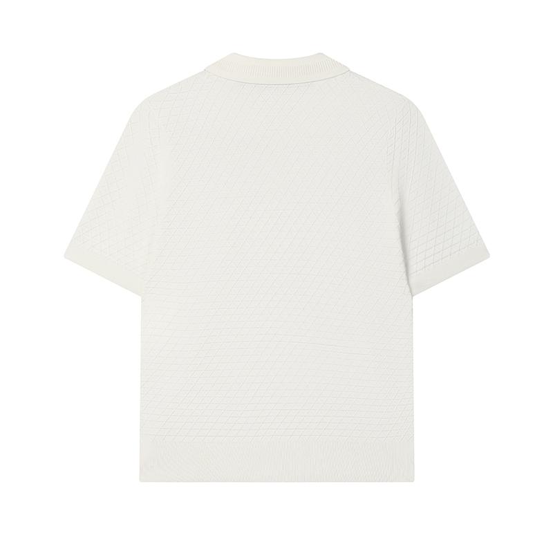 Fila White Casual Pullover Solid Short Sleeve Polo Shirt Women Tops Fog-Lotus-White F11W513403F-IV