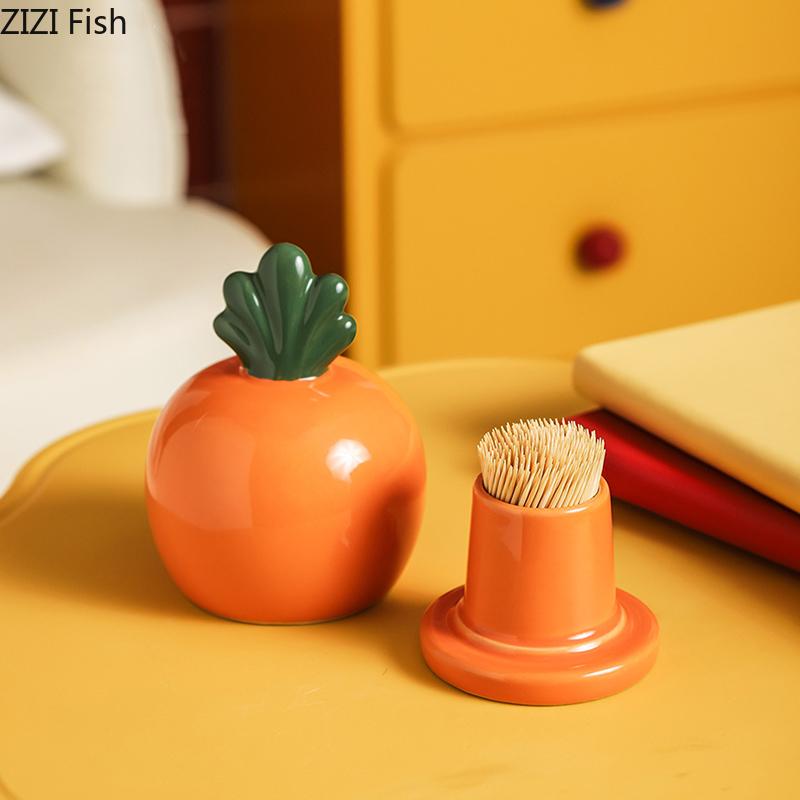 Creative Strawberry Toothpick Holder Cotton Swab Can Fruits Shape Ceramic Jar Desktop Organizer Dental Floss Box Storage Jars