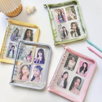 A5 Cute Ins Sparkling Blingbling Binder Pocards Transparent Zipper Po Album Card Holder Book Girl Hand Account Book Cover