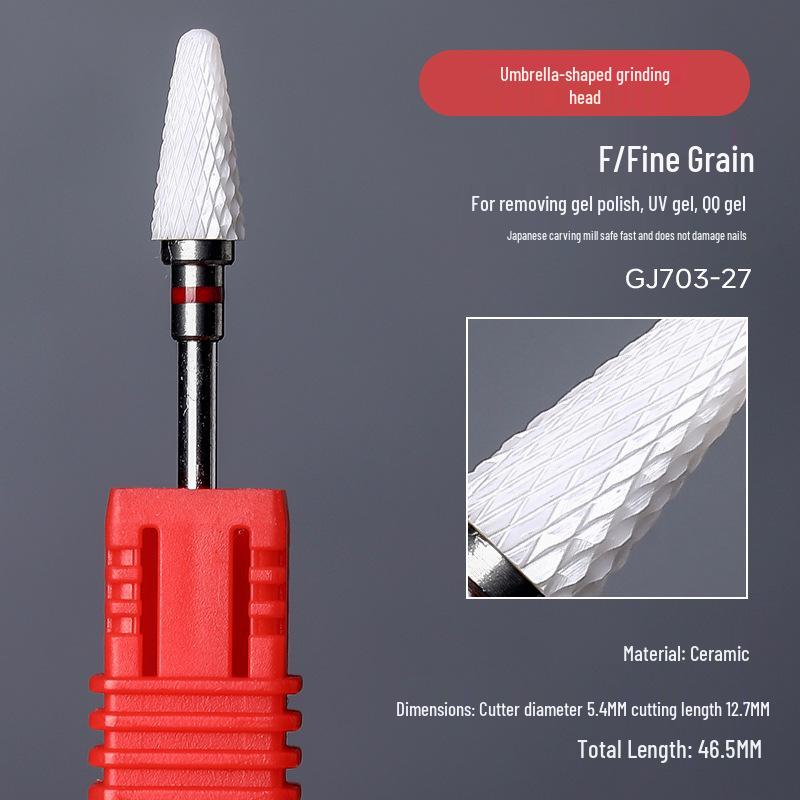 Ceramic Nail Art Grinding Head for Nail and Dead Skin Removal - Non-Heating Replacement Drill Bit.