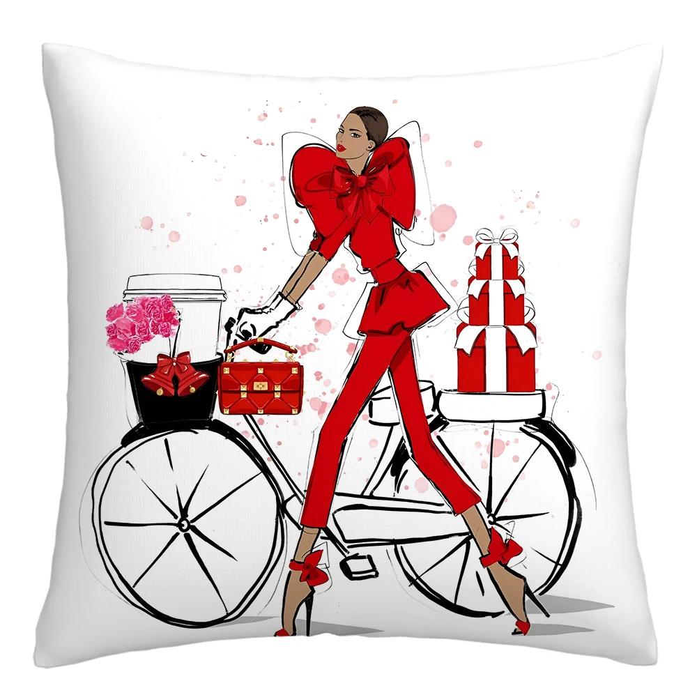 Fashion Illustration Pillowcase, Girl's Favorite Cushion Cover, Sofa Decoration Cushion Cover Home Decoration 50x50 40x40 60x60