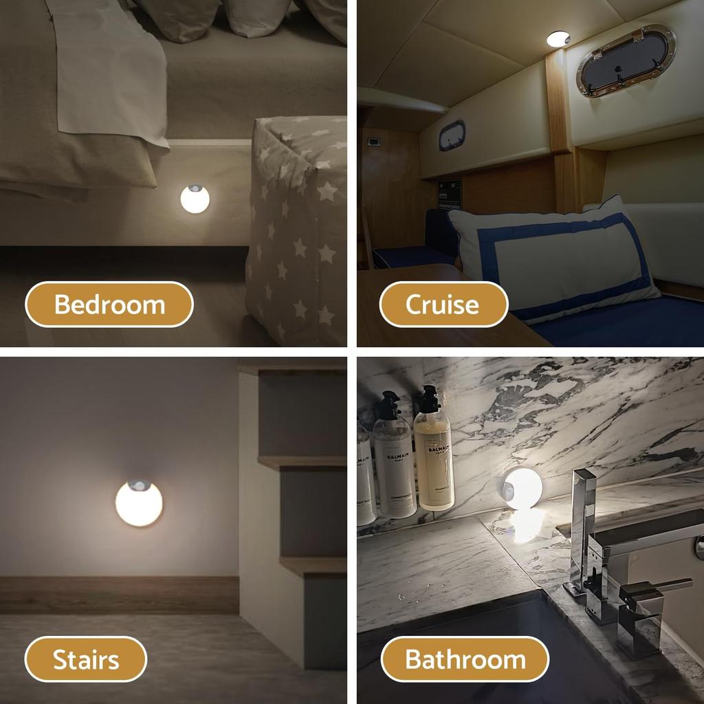 USB LED Night Lights with Switch Rechargeable Motion Sensor Light Inductor Lamp Kitchen Wardrobe Stairs Hallway Closet Bedroom