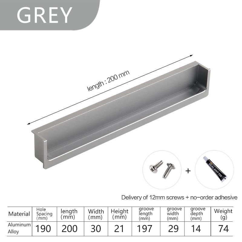 Embedded Concealed Pulls Handles White Wardrobe Doors Handles Black Cabinets Pulls Gray Drawers Pulls Recessed Finger Pulls