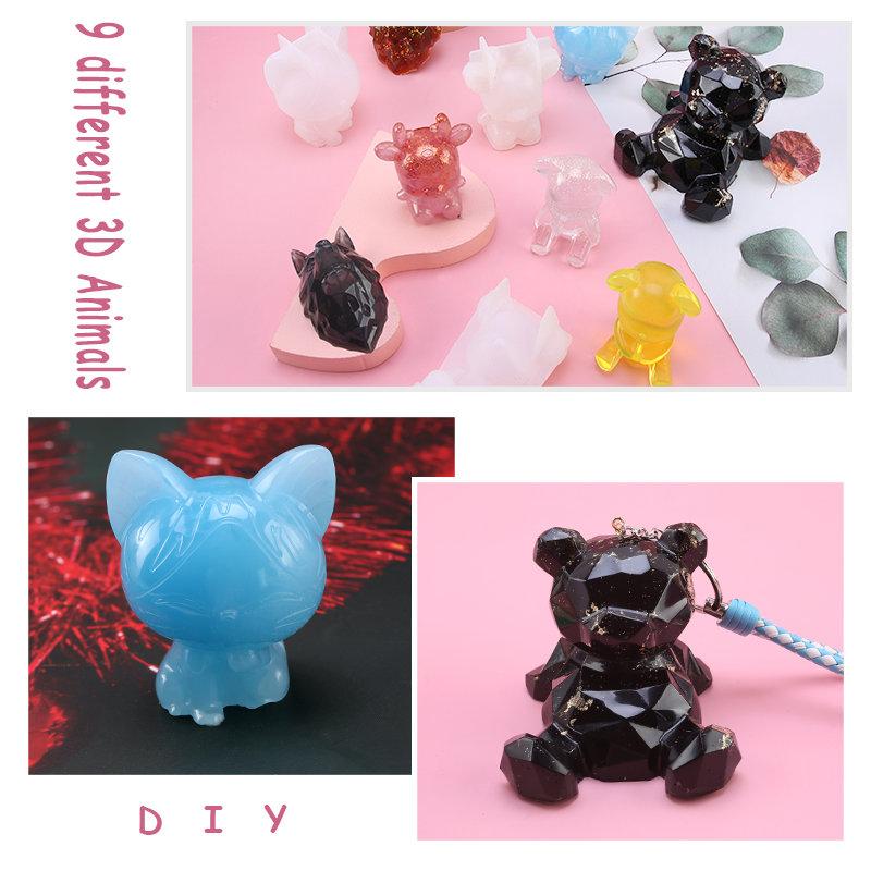 Stereoscopic Animal Resin Molds Silicone Bear Casting Molds Epoxy Resin Mold for Keychains DIY Handmade Resin Jewelry Supplies