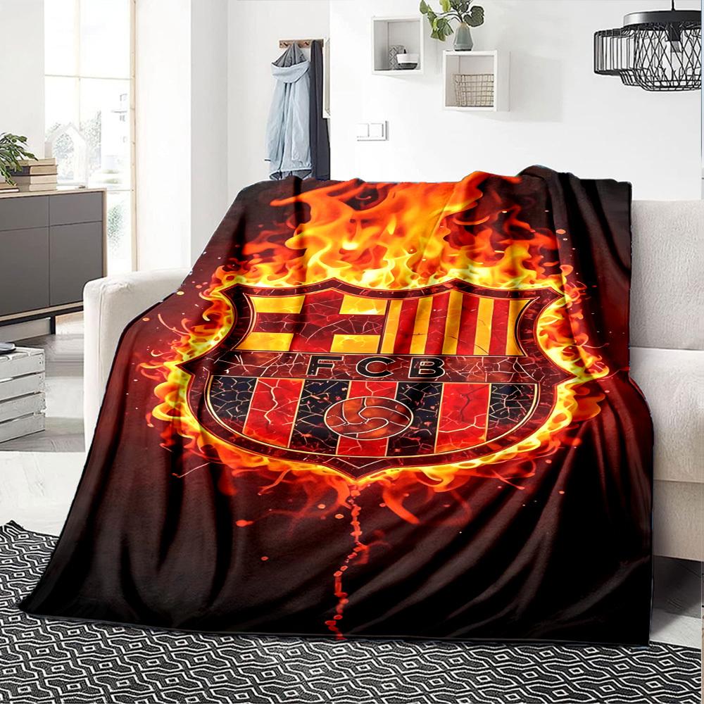 1pc FCB Flames Soft Warm Throw Blanket Nap Blanket For Couch Sofa Office Bed Camping Travel,Comfortable