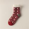 Damen Mid-Calf Verdickte Gebürstete Frottee Rote Socken mit Japanischem Cartoon Elch - 24 Winter Neue Weihnachts-Socken