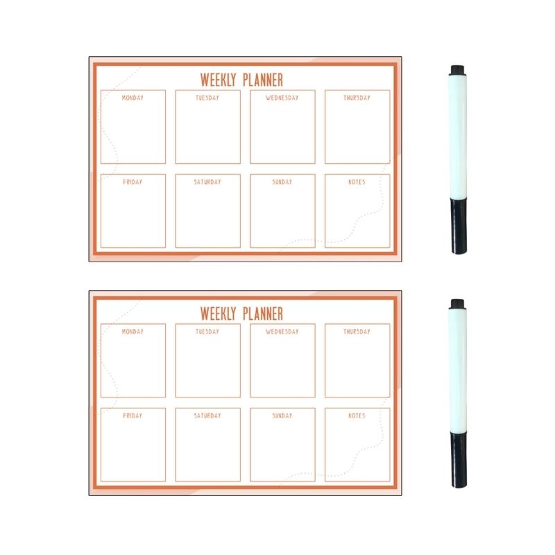 

2Pcs Erasable PVC Whiteboard 11.81x15.7Inch Reusable Fridge Weekly Planner Erasable PVC Bulletin Board For Home Office 1
