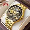 Men's Waterproof Automatic Quartz Watch with Luminous Hollow Diamond Design