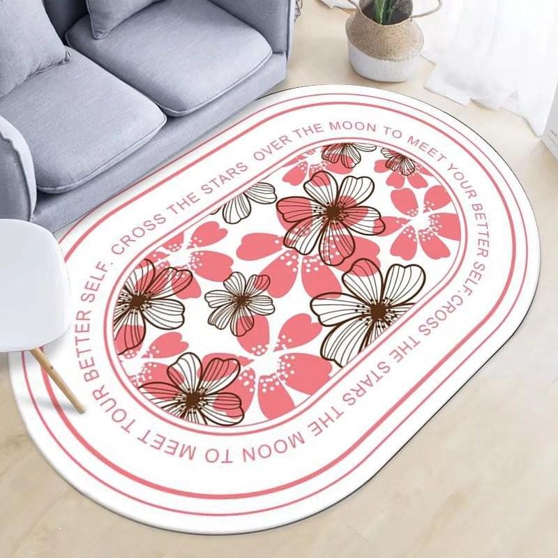 Oval Crystal Velvet Carpet for Living Room, Bedroom, and Coffee Table