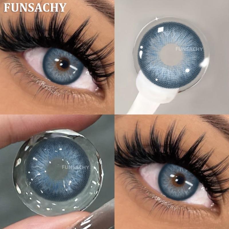 FUNSACHY Natural Contact Lenses 2pcs Blue Green Contact Lenses Color Eye Makeup Gray Pupil and Eyes Color Fashion Beauty Lenses