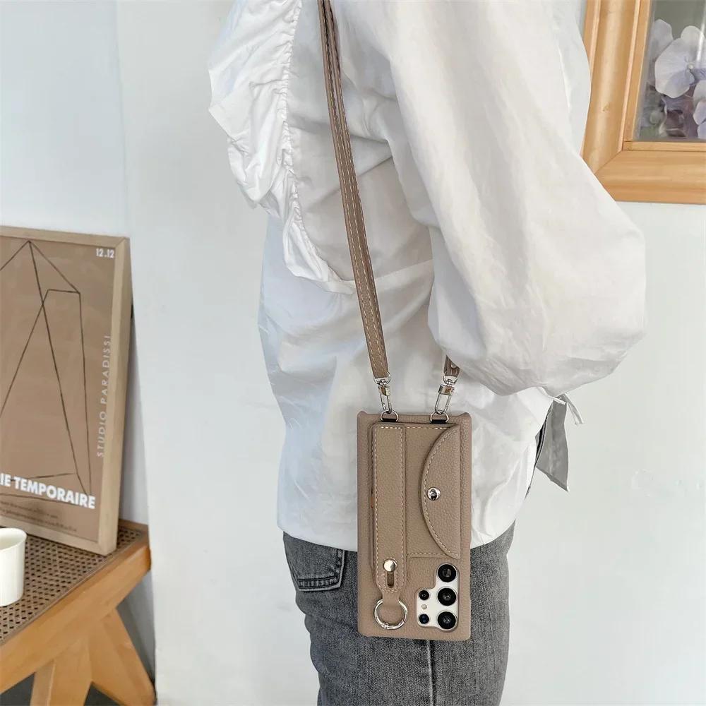 Wrist Strap Crossbody Wallet Case for Samsung Galaxy S25 Ultra S24 FE S23 S22 S21 Plus A56 A36 A26 A16 A55 A24 A54 Card Solt
