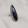 Black Onyx Pear Shape Ring: Handmade 925 Sterling Silver Boho Gothic Jewelry