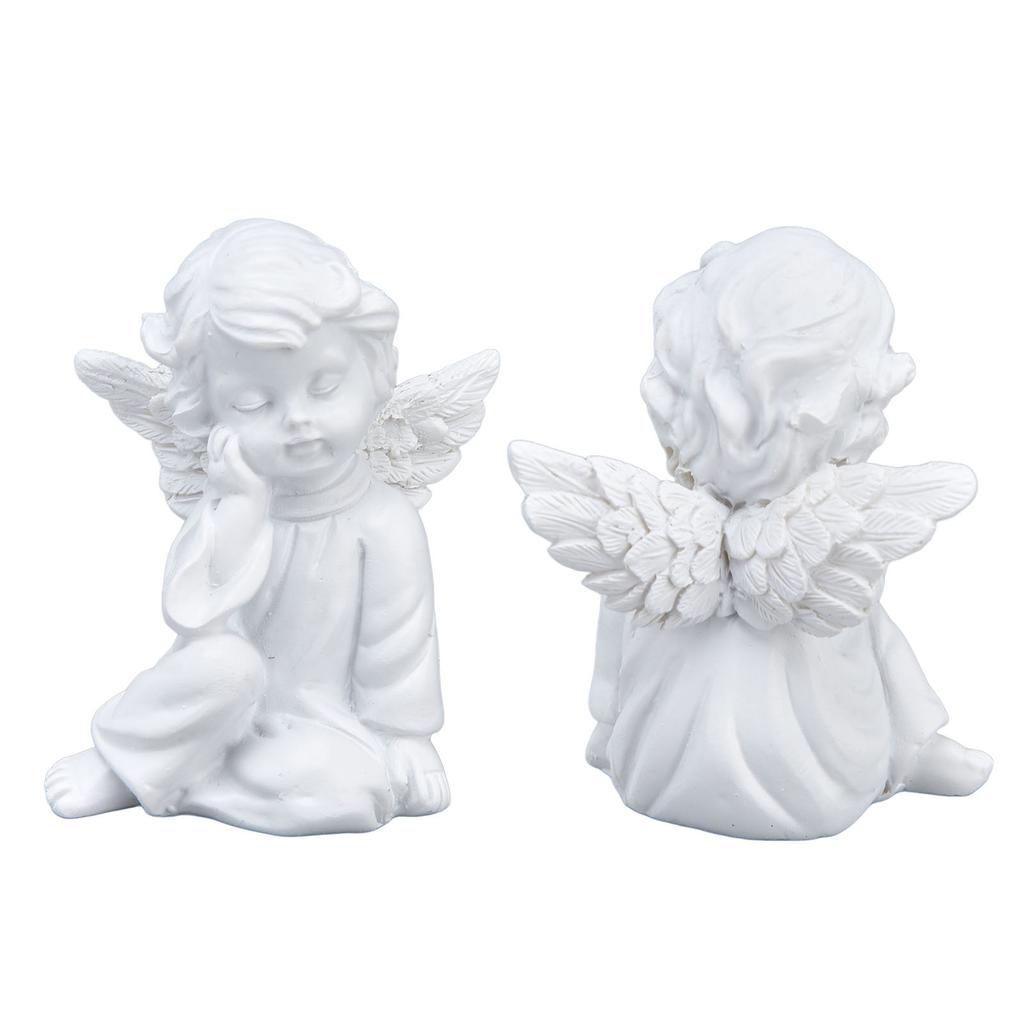 Cherub Statue Synthetic Resin Material Lovely Style White Baby Figurines for Party Decorations