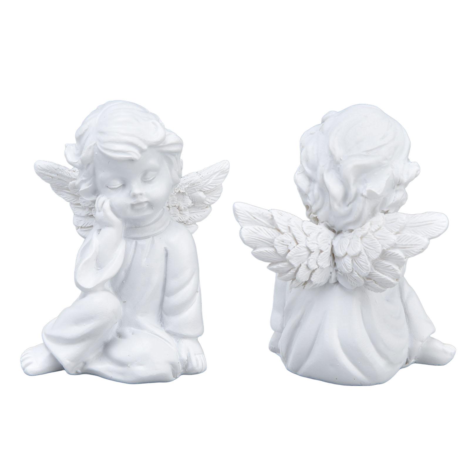 

Cherub Statue Synthetic Resin Material Lovely Style White Baby Figurines for Party Decorations Type 2