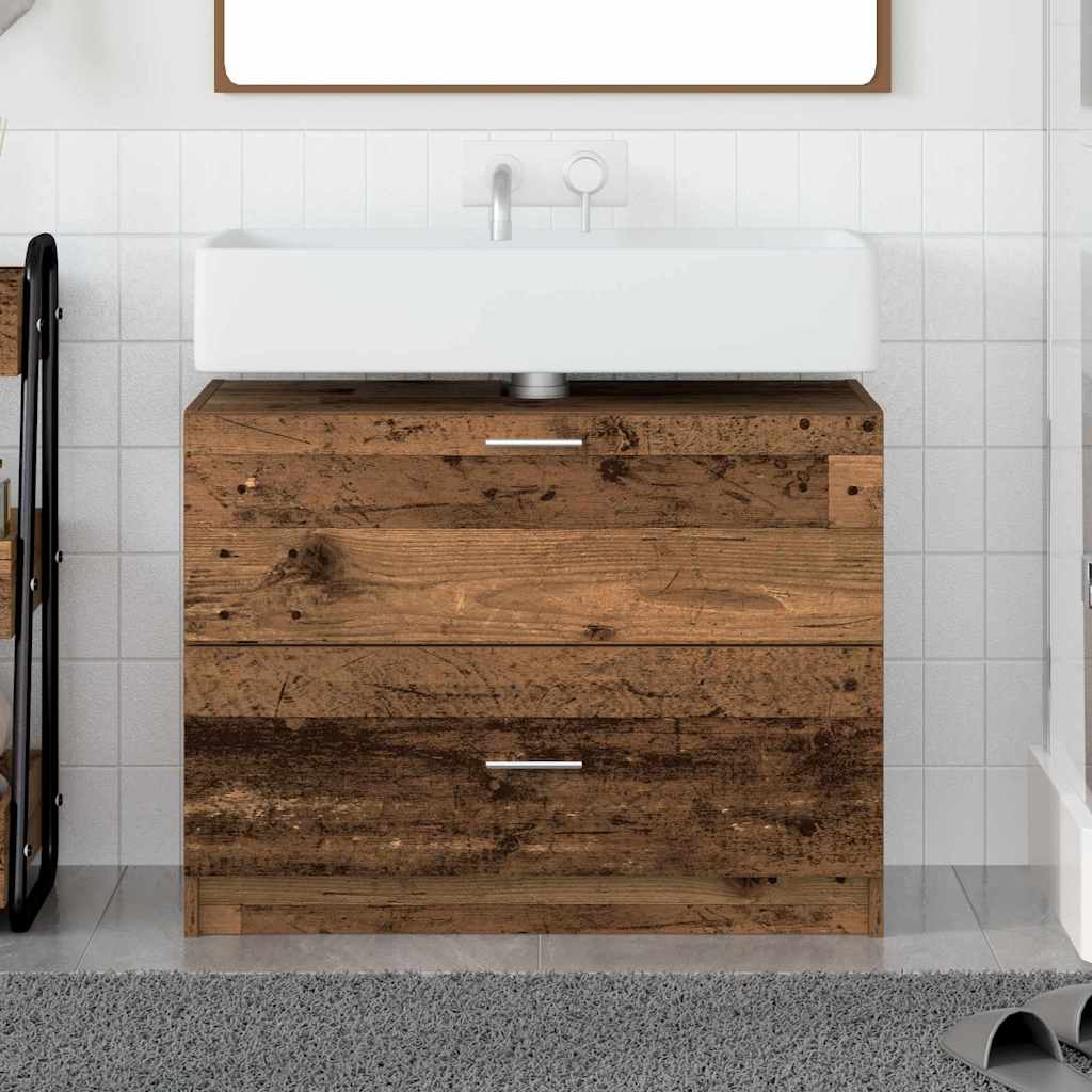 Bathroom Cabinet with Door Rustic Wood Look 78 X 37 X 59 Cm Engineered Wood