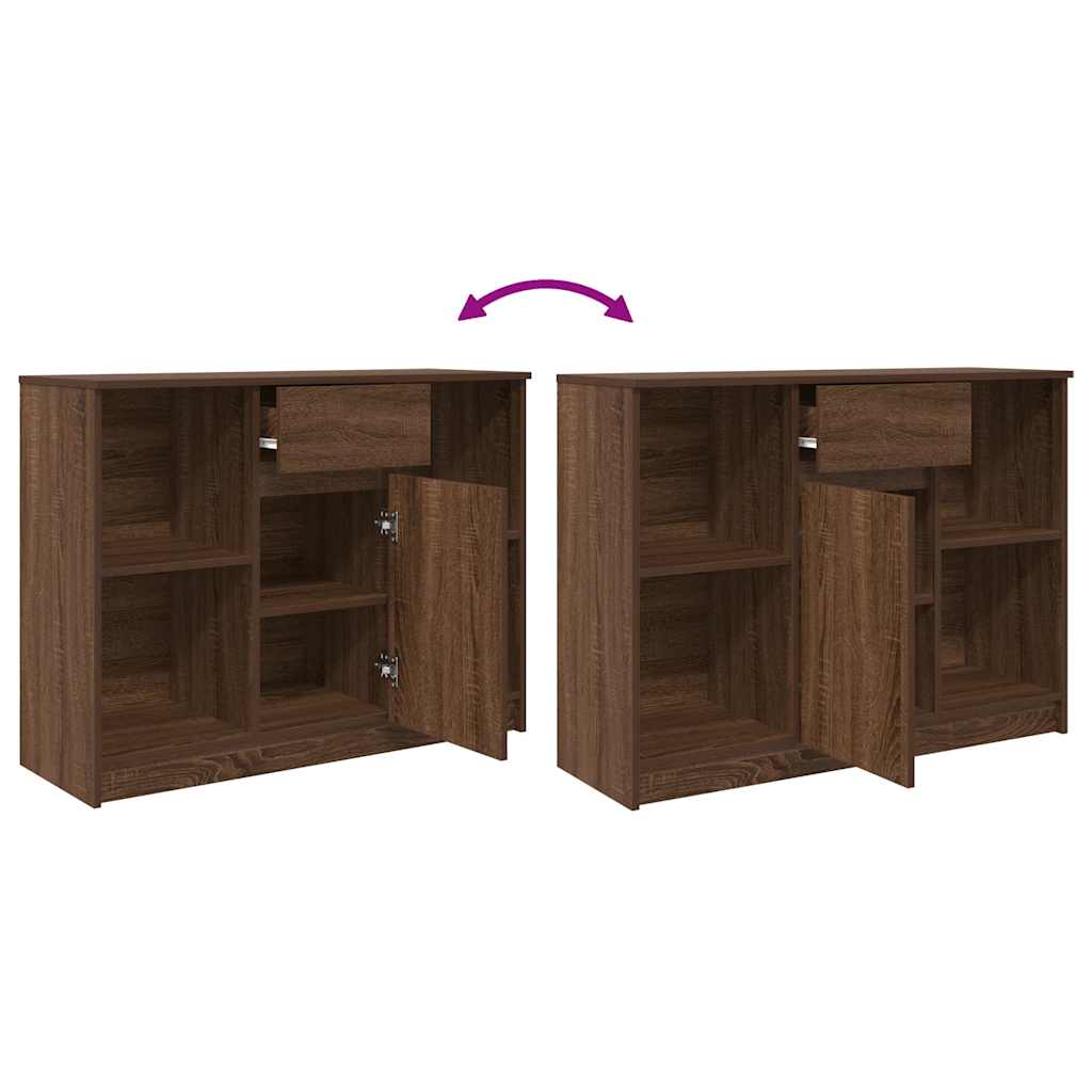 Sideboard with Drawer Brown Oak Effect 101 X 35 X 76 Cm