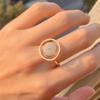 Natural Zircon Full Paved Women's Ring 585 Rose Golden Unique Luxury Design Bride Wedding Jewelry Best Gift for Girls
