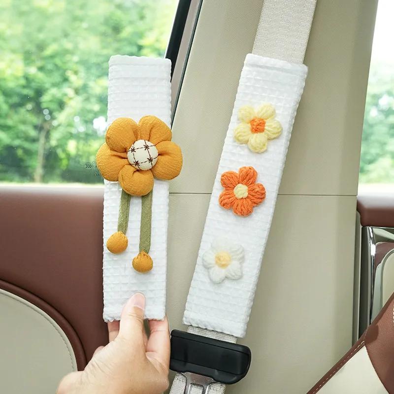 Car Seat Belt Cover Cute Sunflower Strangler Seatbelt Cover Creative Harness Cover Seat Belt Accessories Cute Car Accessories