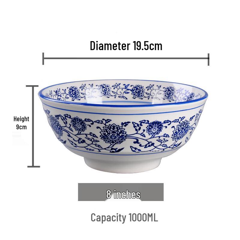 Abay Blau-Weiß Porzellan Nudelschüssel Set