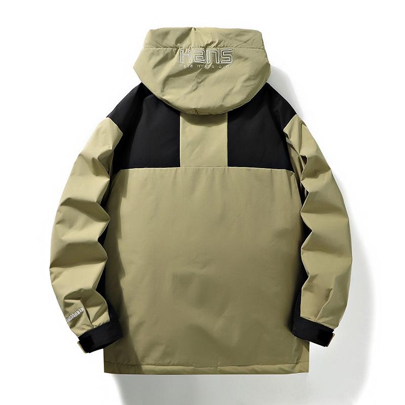 Autumn and Winter Windproof and Waterproof Cotton Clothing Trendy Brand Contrasting Color Stitching Hooded Cotton-padded Jacket