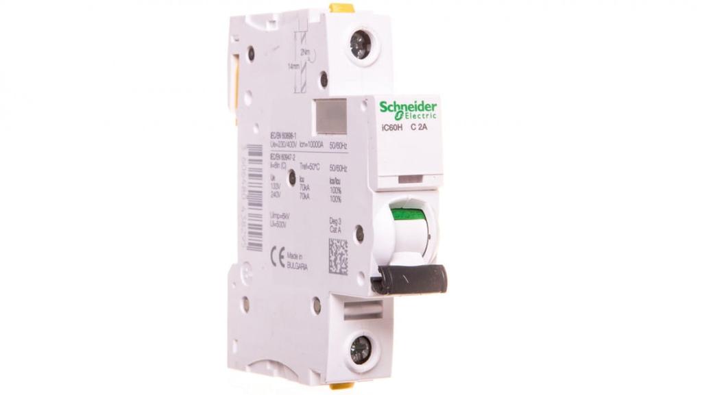 Circuit Breaker 1P C 2A 10Ka Ac Ic60H-C2 Acti9 A9F07102
