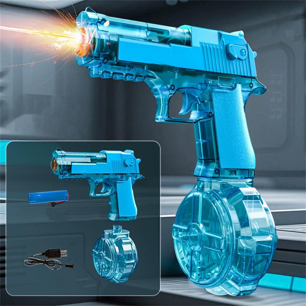 Electric Water Gun Toy for Kids and Adults Summer Outdoor Pool Beach Backyard Water Fight Game Essential Water Blaster with Drum Magazine