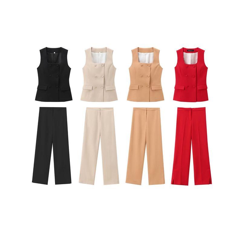 Kaslead New Arrival Women's Clothing Fashion Style Lining Button Decoration Vest Casual Pants 8010600 8011600