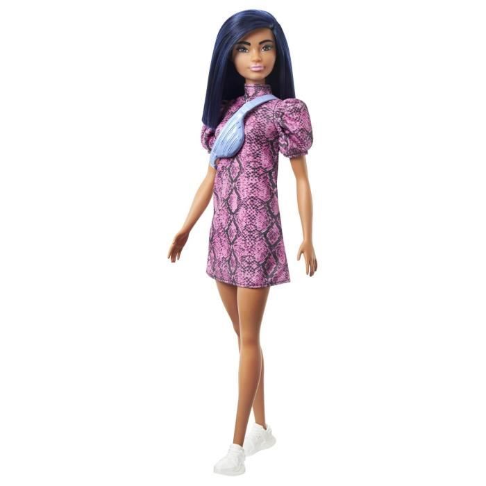 Poupée Barbie Fashionistas - MATTEL - Robe Python - Rose et Bleu - Pour Enfant de 6 ans