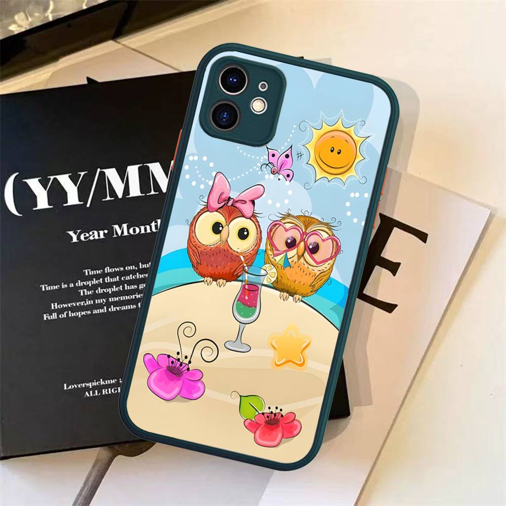 Cartoon Cute Owl For Silicone Matte Phone Case For IPhone 16 Pro Max 15 14 13 12 11 X XS MAX