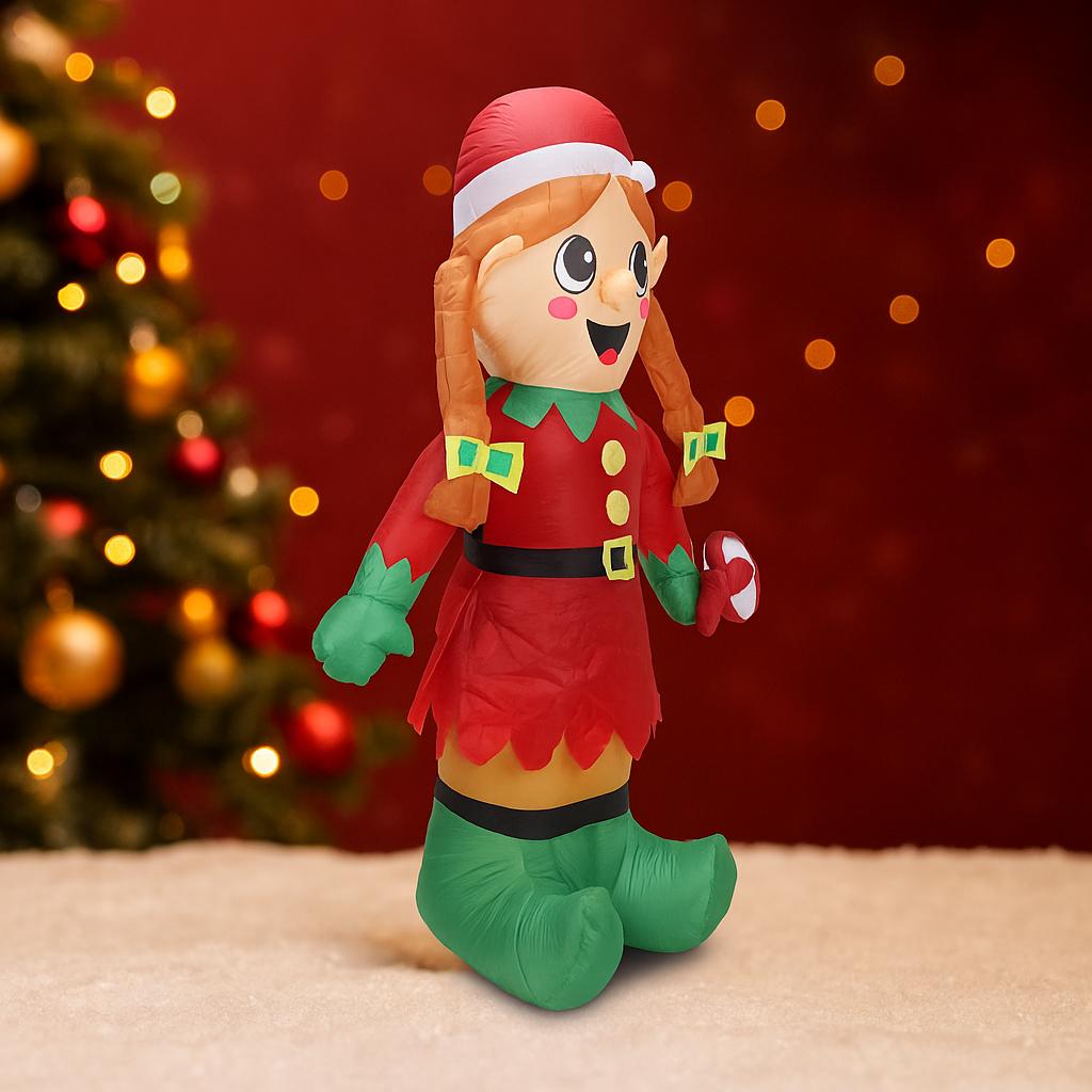 5.9FT Inflatable Decorations Cute Elf Girl Lollipop LED Light Xmas Ornament Home Christmas Festive Gifts Toy Xmas Yard Decor