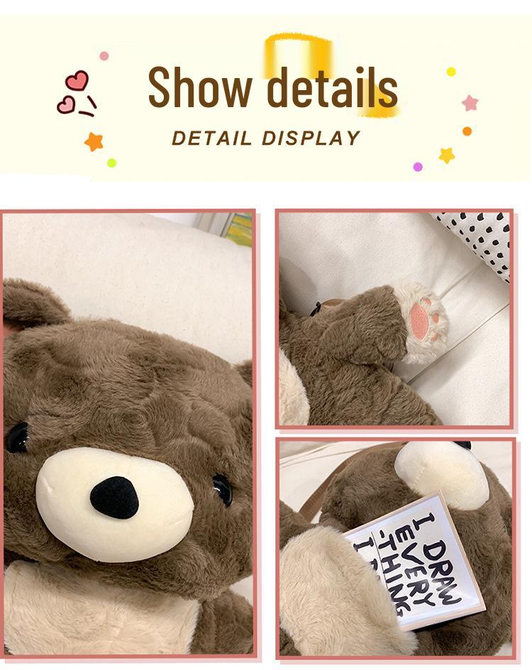 3D Cartoon Teddy Bear Plush Backpack for Girls