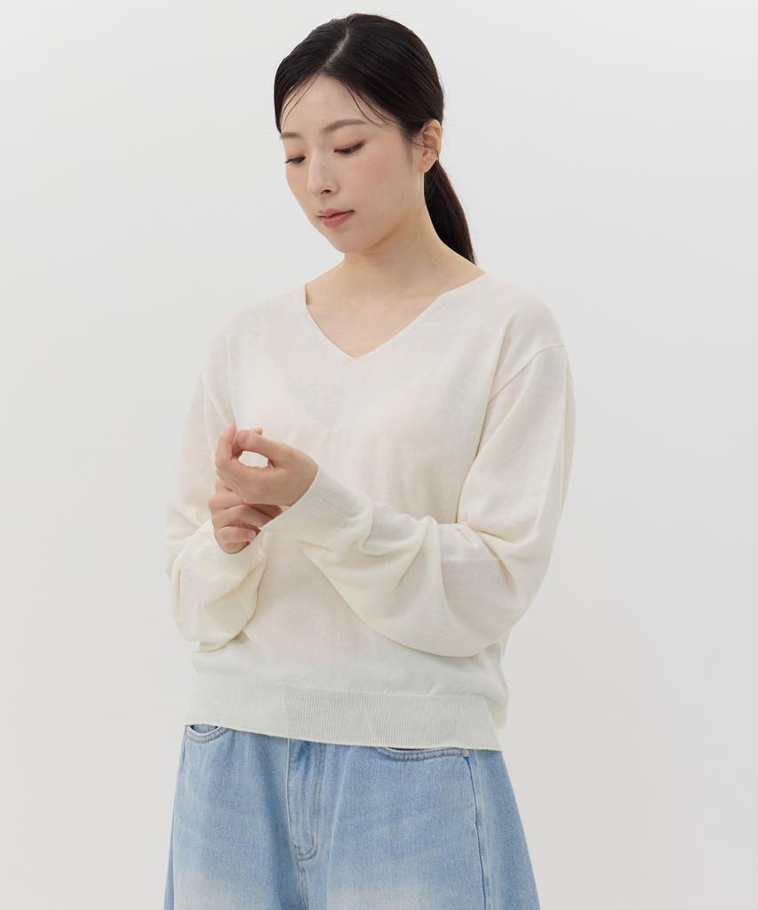 Kkomma Cmk01 V-Neck Ivory Sweater
