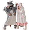 Wolf and Sheep Kigurumi Plus Sizes for Men and Animal Kigurumi Top and Fluffy Flannel Loungewear Set for Adults and Cute and Warm for Fall and